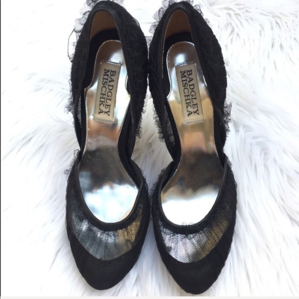 Badgley Mischka Dusk Black tulle heels size 8.5